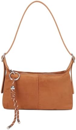 Premium Suede Vegan Leather Crossbody Purses Small Shoulder Bag with Dual Adjustable Removeable Strap and Key Chain • Tan