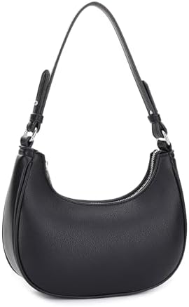 Shoulder Bag Small Underarm Purse Accented with Silver Hardware_BK • Black