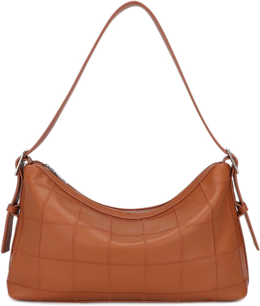 Slouchy Vegan Leather Shoulder Bag Trendy Hobo Purse_Camel • Camel