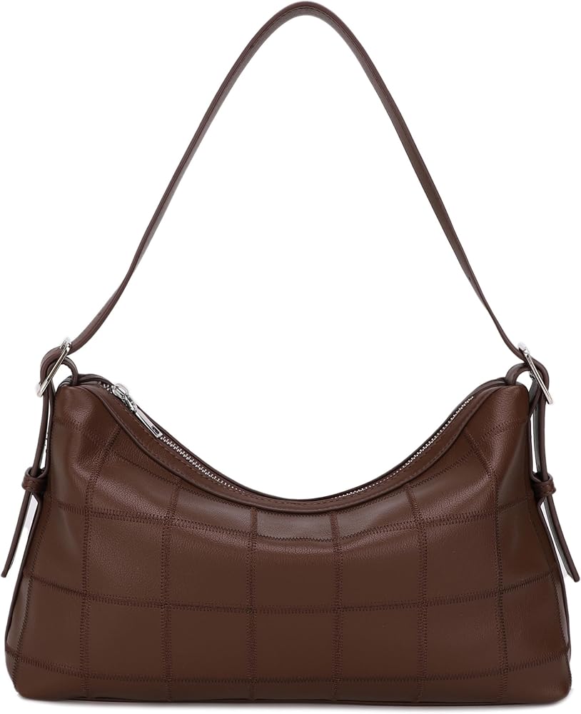 Slouchy Vegan Leather Shoulder Bag Trendy Hobo Purse_Dark Brown • Dark Brown