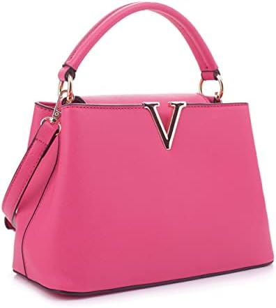 Women's Small Satchel Bag Classic Top Handle Purses Fashion Crossbody Handbags with Shoulder Strap • Fuchsia