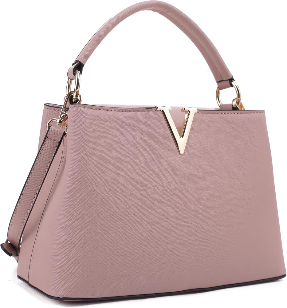 Women's Small Satchel Bag Classic Top Handle Purses Fashion Crossbody Handbags with Shoulder Strap • Mauve