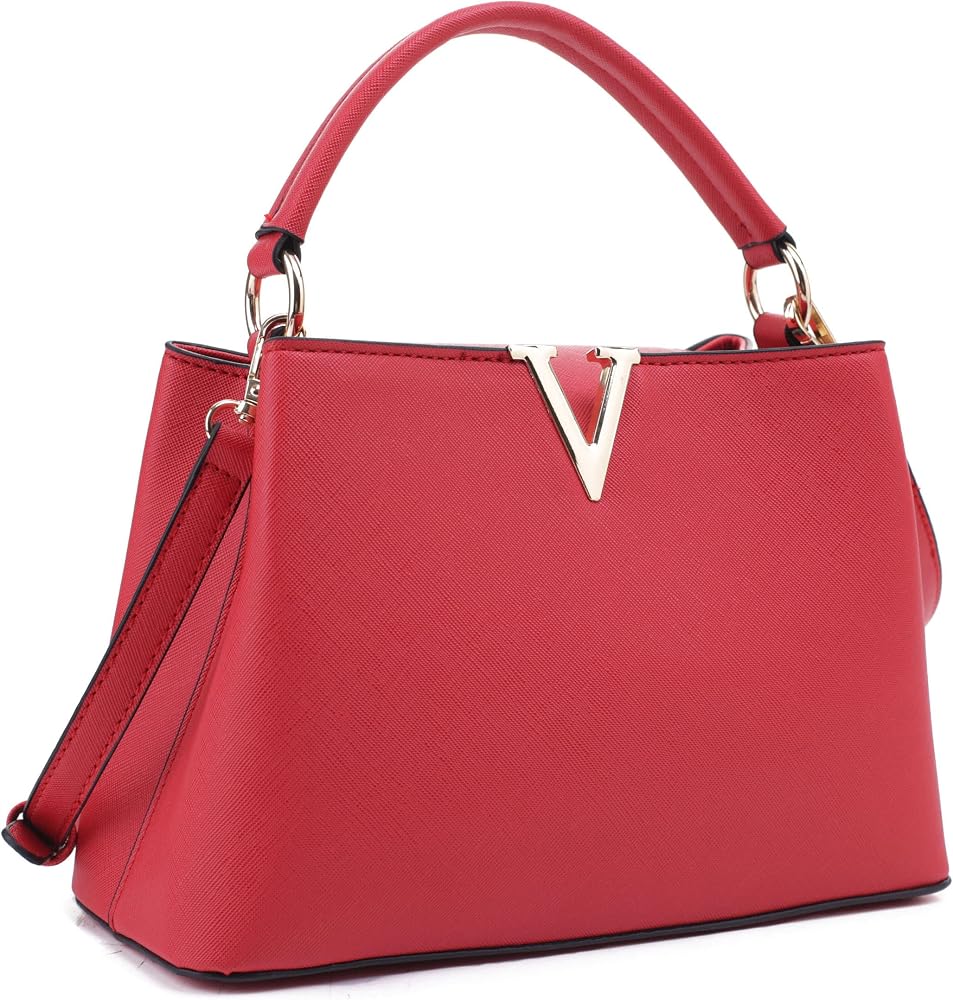 Women's Small Satchel Bag Classic Top Handle Purses Fashion Crossbody Handbags with Shoulder Strap • Red