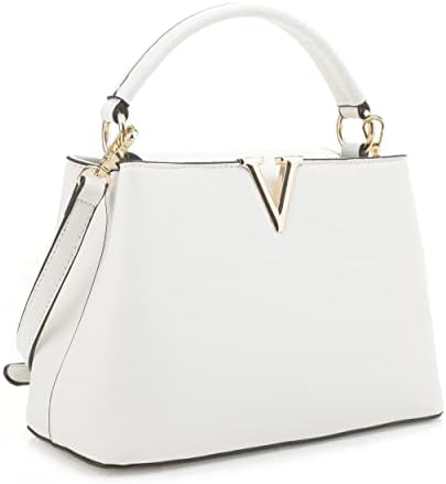 Women's Small Satchel Bag Classic Top Handle Purses Fashion Crossbody Handbags with Shoulder Strap • White