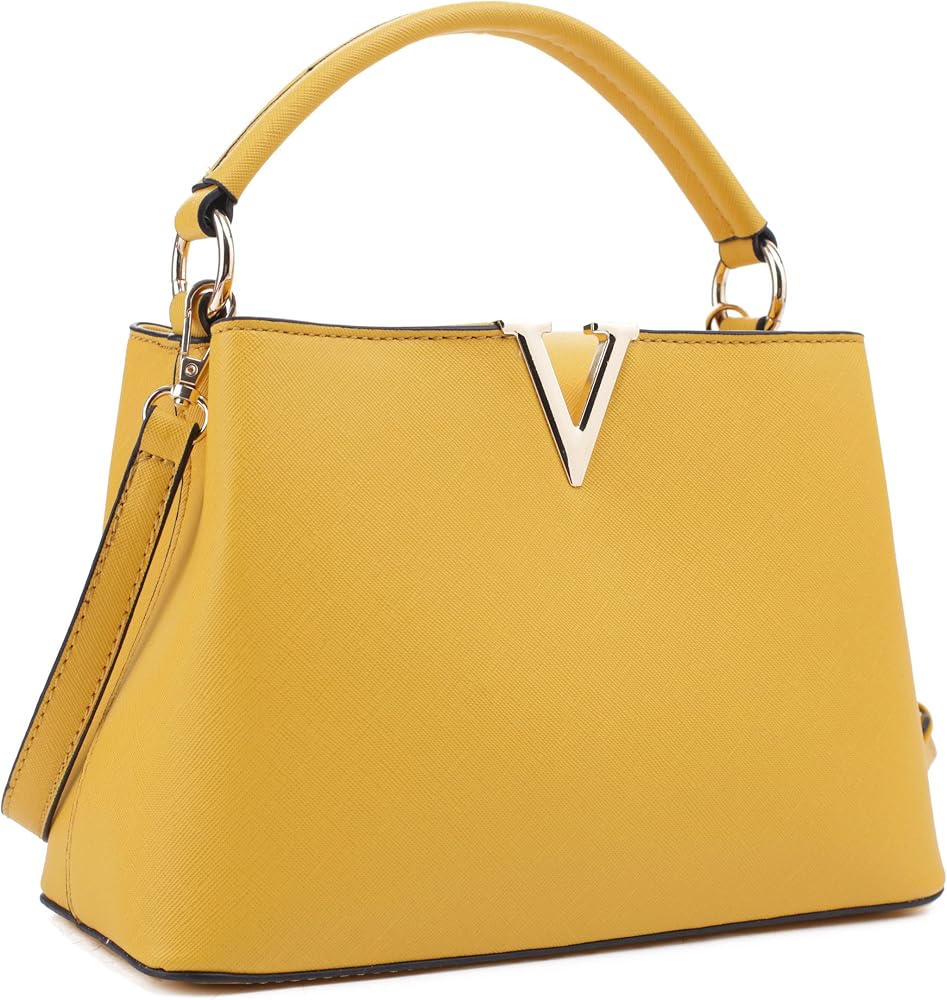 Women's Small Satchel Bag Classic Top Handle Purses Fashion Crossbody Handbags with Shoulder Strap • Yellow