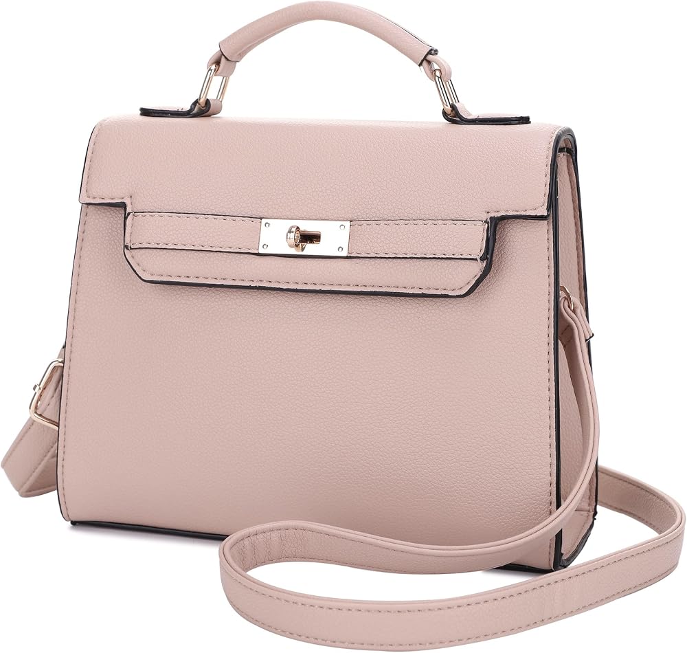 Women's Top Handle Satchel Bag Vegan Leather Crossbody Handbag with Top Handle and Strap • Neutral